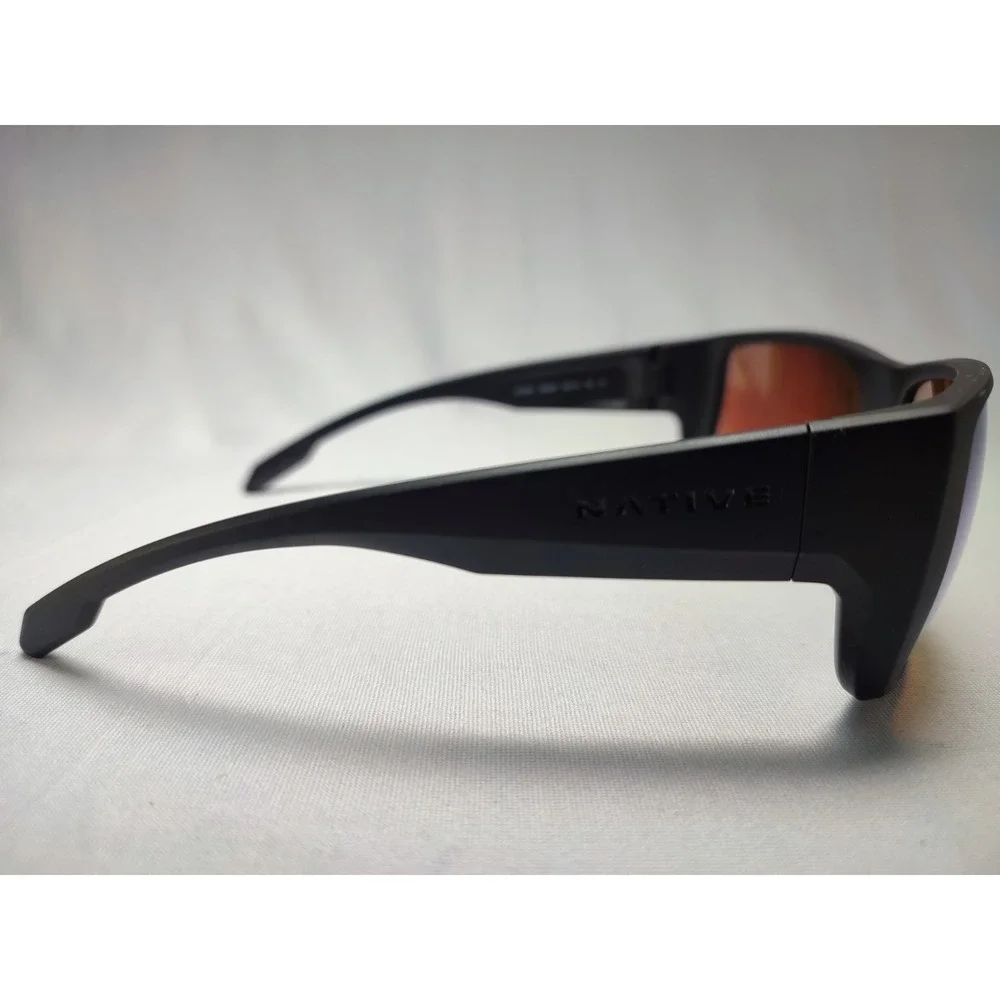 Native Eyewear Badlands Polarized Matte Black Green Mirror Wrap 58-16-125